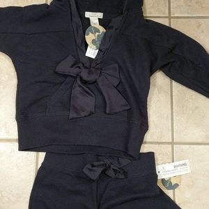 High fashion girls hooded warm up suit with bows
